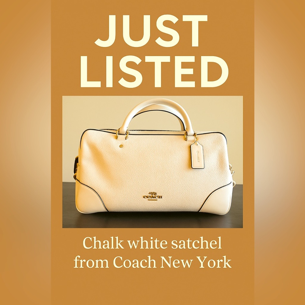 Coach New York Pebbled Leather Satchel – Chalk White – NWOT w/ Strap & Dust Bag
